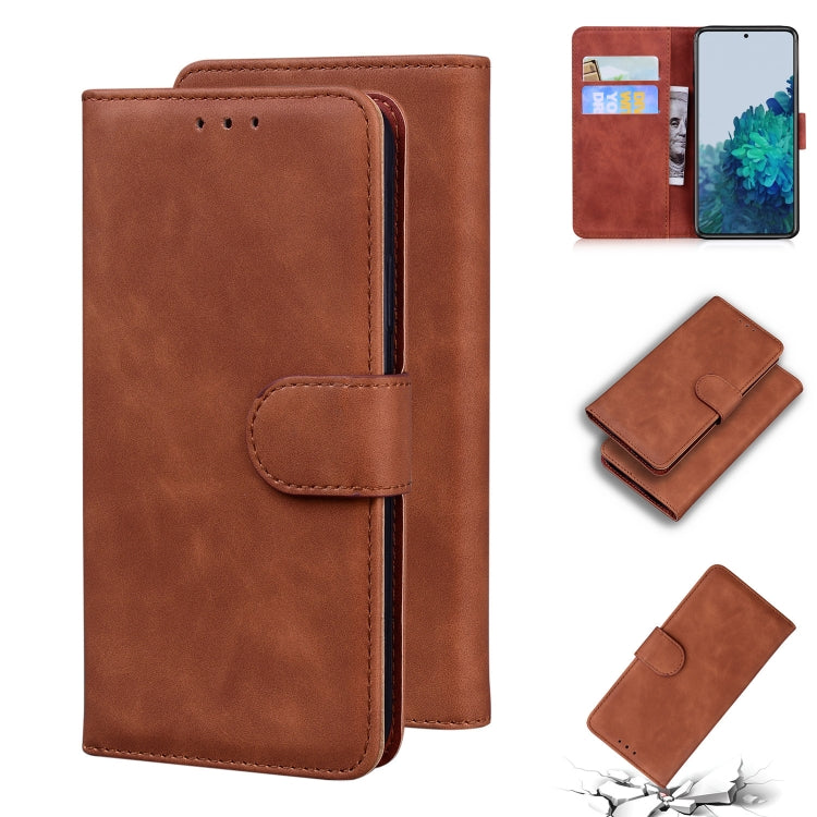 For Samsung Galaxy S21 5G Skin Feel Pure Color Flip Leather Phone Case