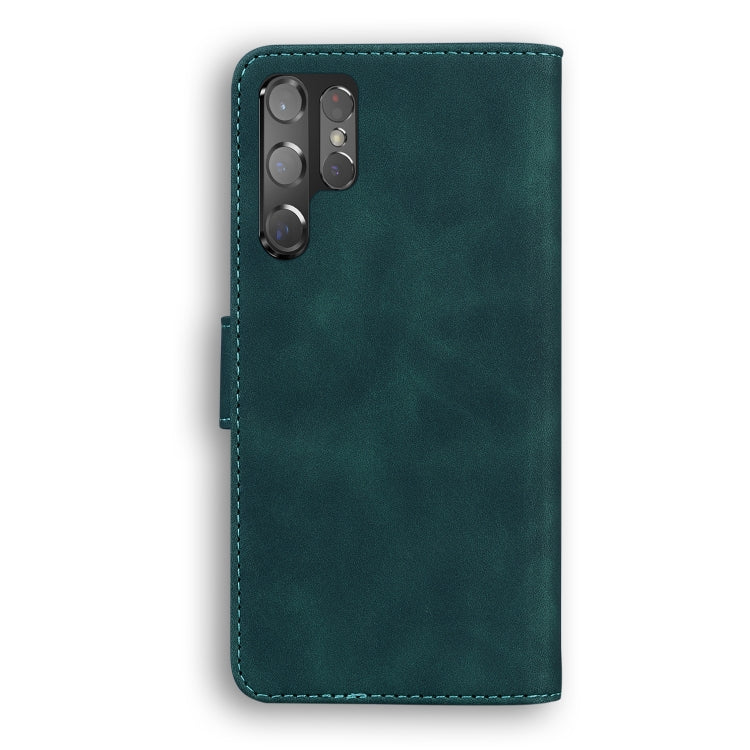 For Samsung Galaxy S22 Ultra 5G Skin Feel Pure Color Flip Leather Phone Case
