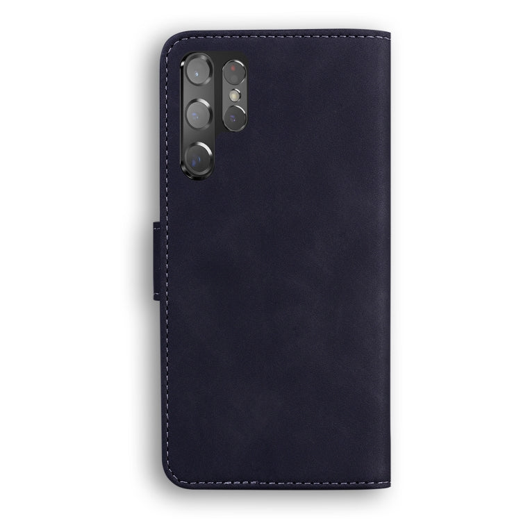 For Samsung Galaxy S22 Ultra 5G Skin Feel Pure Color Flip Leather Phone Case