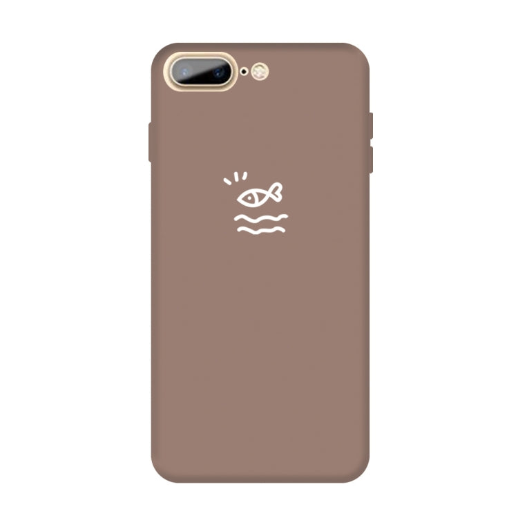 For iPhone 8 Plus / 7 Plus Small Fish Pattern Colorful Frosted TPU Phone Protective Case