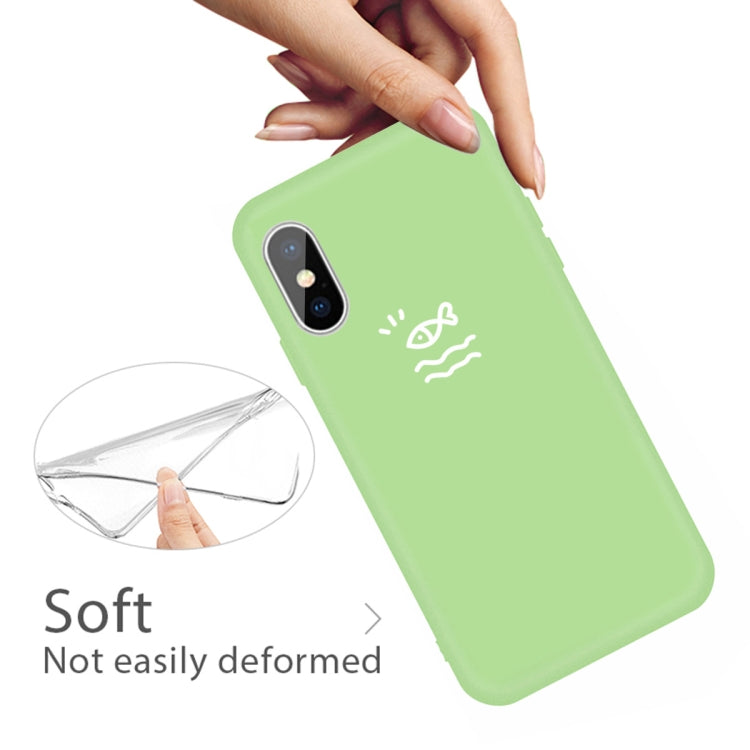 For iPhone X / XS Small Fish Pattern Colorful Frosted TPU Phone Protective Case