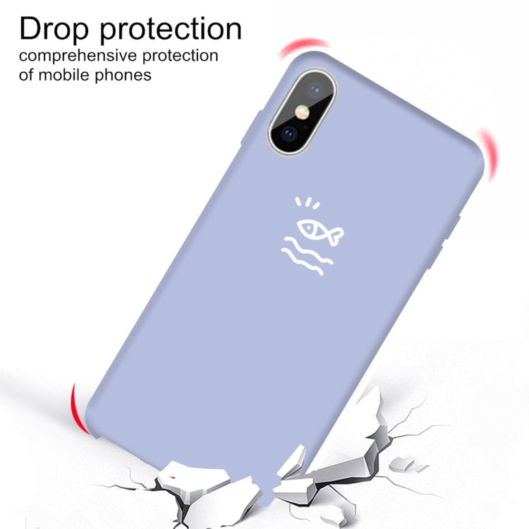 For iPhone X / XS Small Fish Pattern Colorful Frosted TPU Phone Protective Case