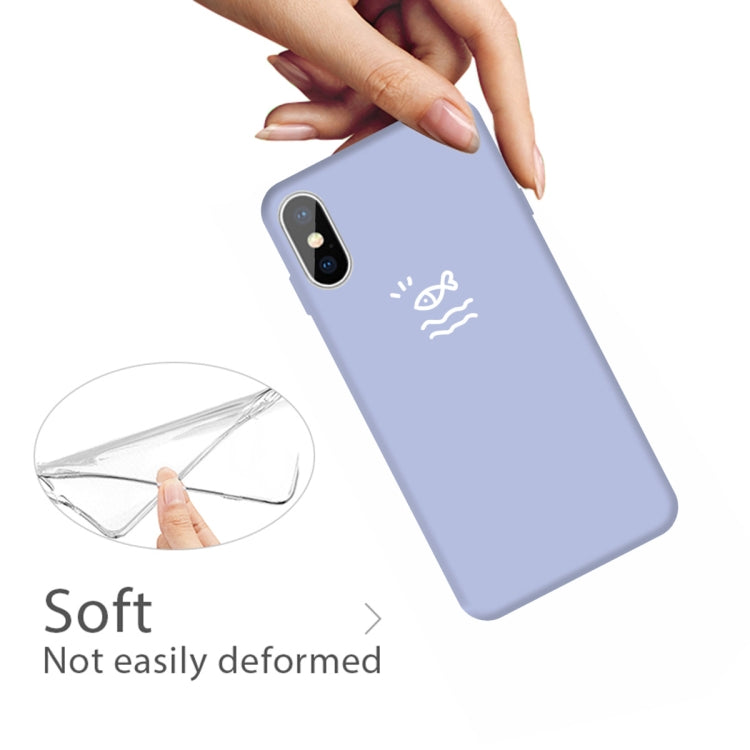 For iPhone X / XS Small Fish Pattern Colorful Frosted TPU Phone Protective Case