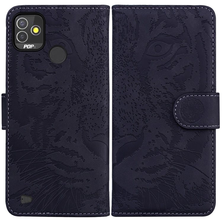 For Tecno Pop 5P Tiger Embossing Pattern Horizontal Flip Leather Phone Case
