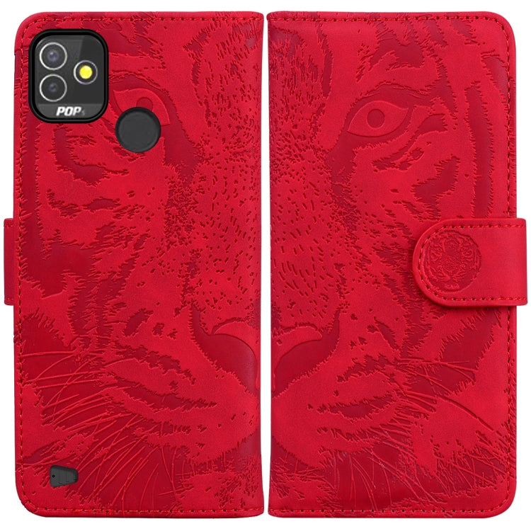 For Tecno Pop 5P Tiger Embossing Pattern Horizontal Flip Leather Phone Case