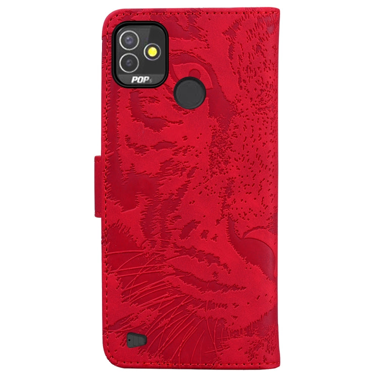 For Tecno Pop 5P Tiger Embossing Pattern Horizontal Flip Leather Phone Case
