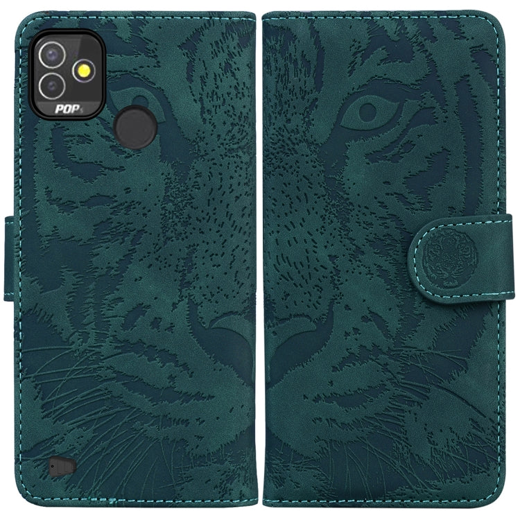 For Tecno Pop 5P Tiger Embossing Pattern Horizontal Flip Leather Phone Case