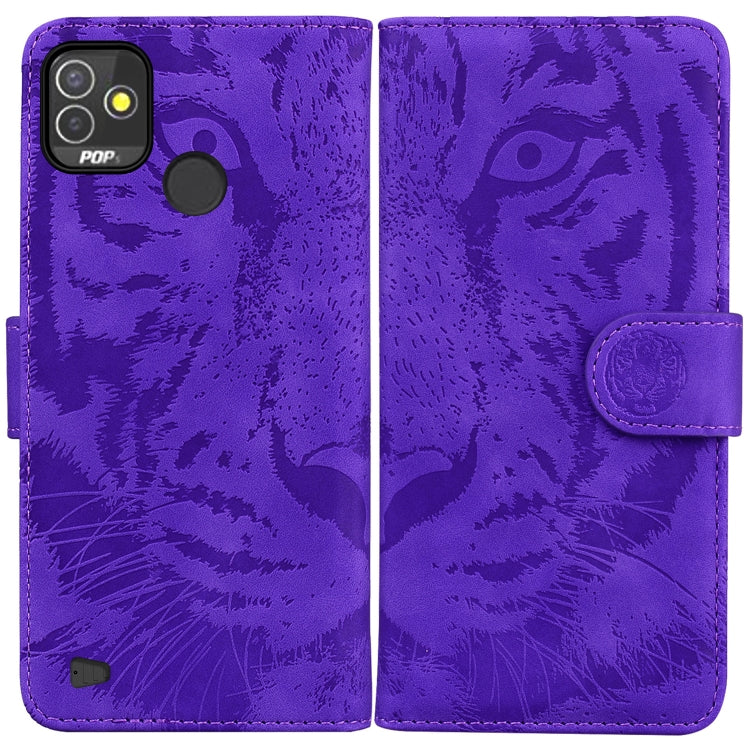 For Tecno Pop 5P Tiger Embossing Pattern Horizontal Flip Leather Phone Case