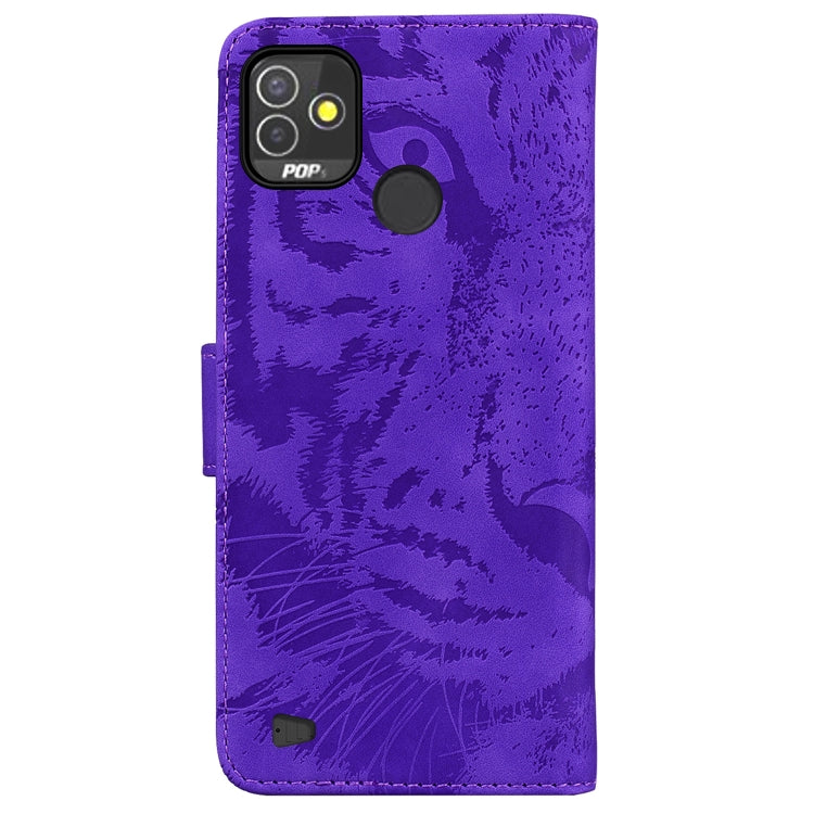 For Tecno Pop 5P Tiger Embossing Pattern Horizontal Flip Leather Phone Case