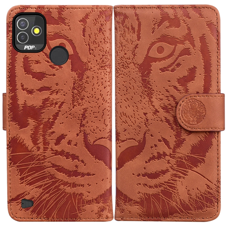 For Tecno Pop 5P Tiger Embossing Pattern Horizontal Flip Leather Phone Case