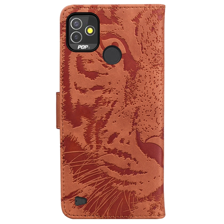 For Tecno Pop 5P Tiger Embossing Pattern Horizontal Flip Leather Phone Case