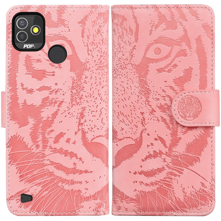 For Tecno Pop 5P Tiger Embossing Pattern Horizontal Flip Leather Phone Case