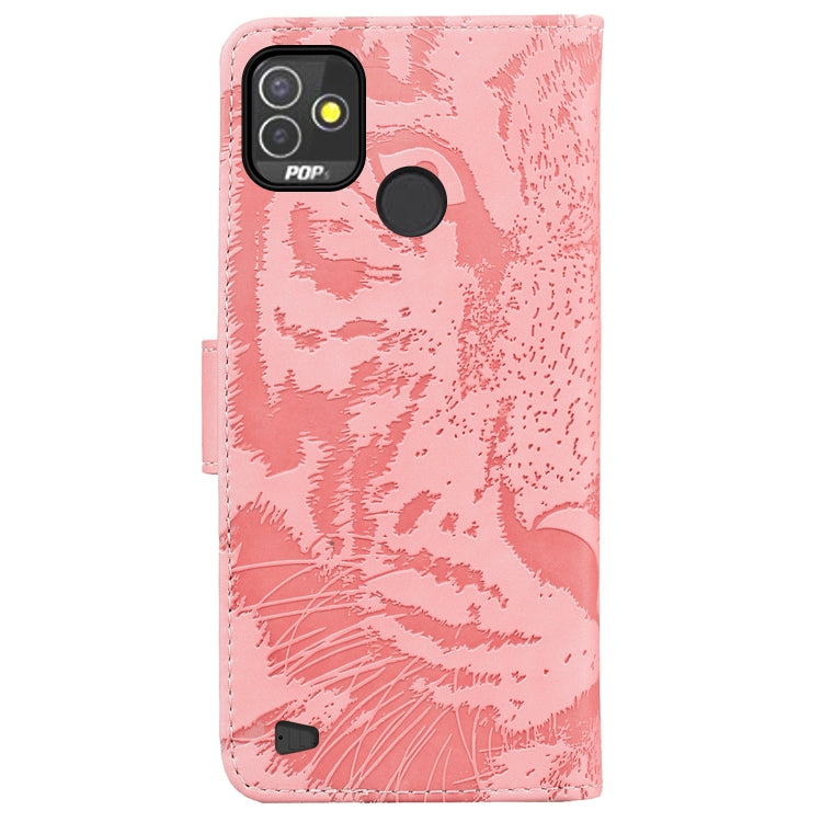For Tecno Pop 5P Tiger Embossing Pattern Horizontal Flip Leather Phone Case