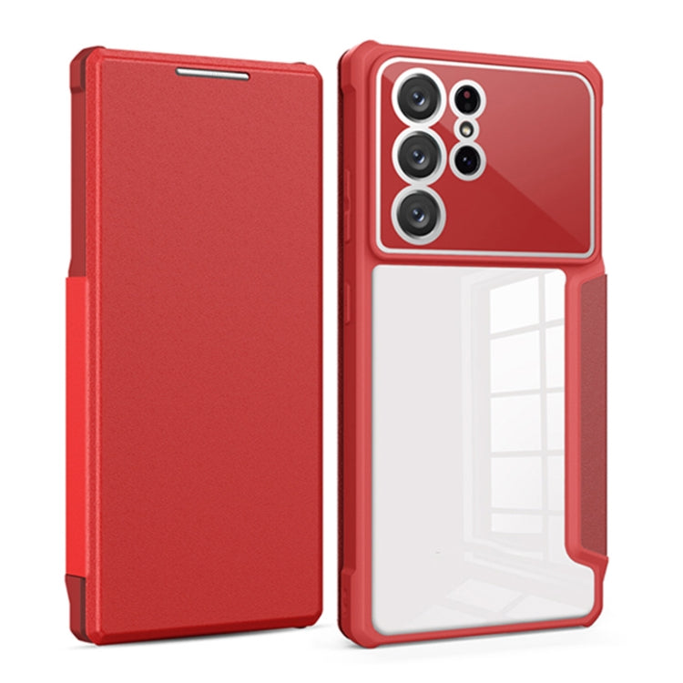 For Samsung Galaxy S21 Ultra 5G Magnetic Flip Leather Phone Case