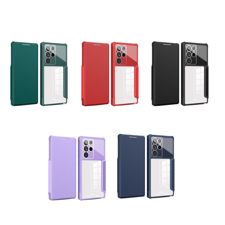 For Samsung Galaxy S22 Ultra 5G Magnetic Flip Leather Phone Case