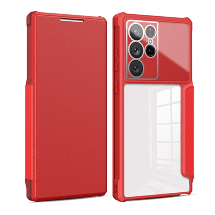 For Samsung Galaxy S22 Ultra 5G Magnetic Flip Leather Phone Case