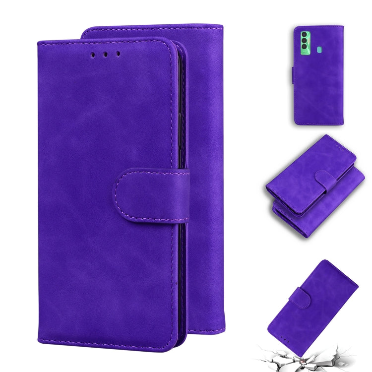 For Tecno Spark 7P Skin Feel Pure Color Flip Leather Phone Case