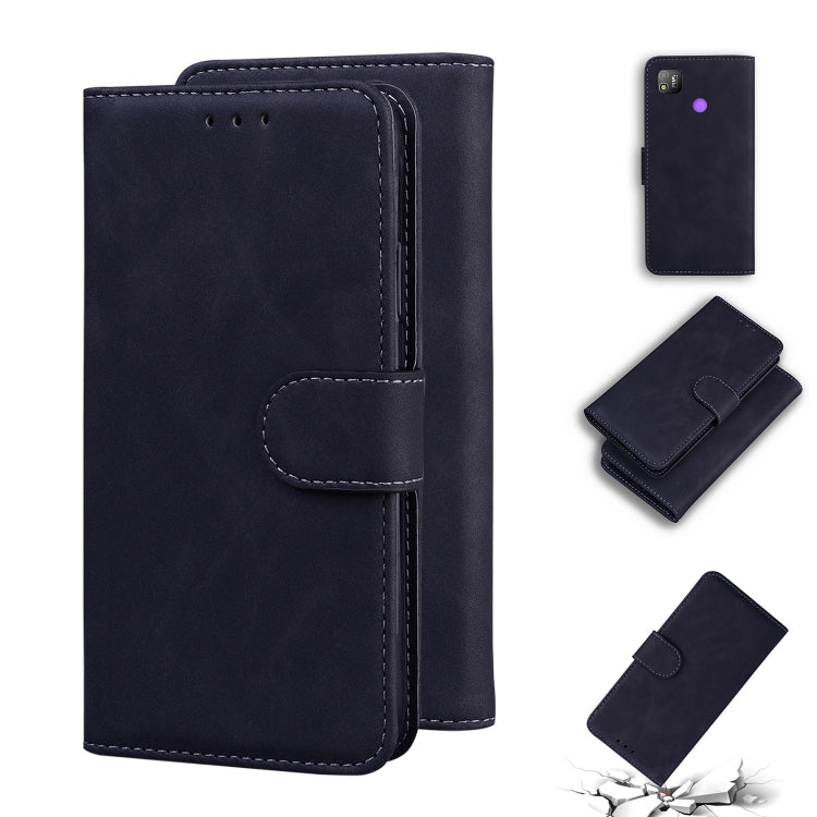 For Tecno Pop 4 Skin Feel Pure Color Flip Leather Phone Case