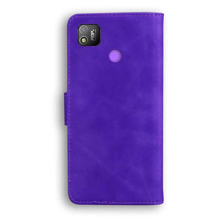 For Tecno Pop 4 Skin Feel Pure Color Flip Leather Phone Case