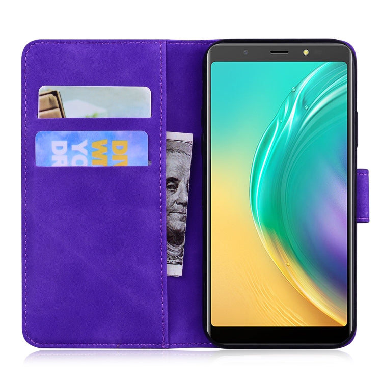 For Tecno Pop 4 Skin Feel Pure Color Flip Leather Phone Case