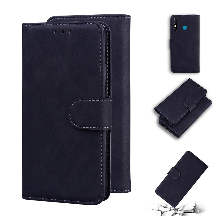 For Tecno Camon 12 CC7 / Spark 4 KC8 Skin Feel Pure Color Flip Leather Phone Case
