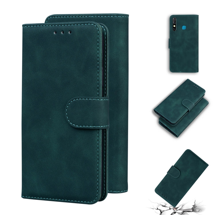 For Tecno Camon 12 CC7 / Spark 4 KC8 Skin Feel Pure Color Flip Leather Phone Case
