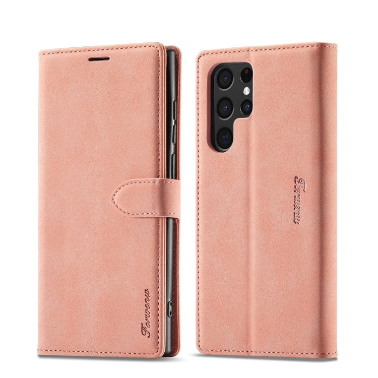 For Samsung Galaxy S22 Ultra 5G Forwenw F1 Series Matte Strong Magnetism Leather Phone Case