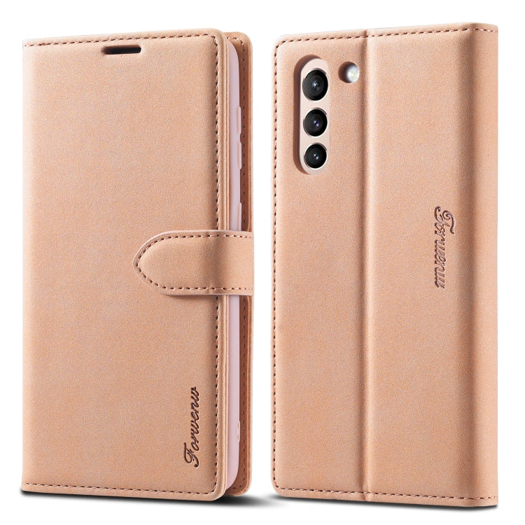 For Samsung Galaxy S21 FE 5G Forwenw F1 Series Matte Strong Magnetism Leather Phone Case
