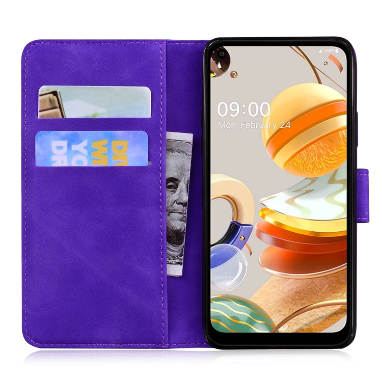 For LG K61 Skin Feel Pure Color Flip Leather Phone Case