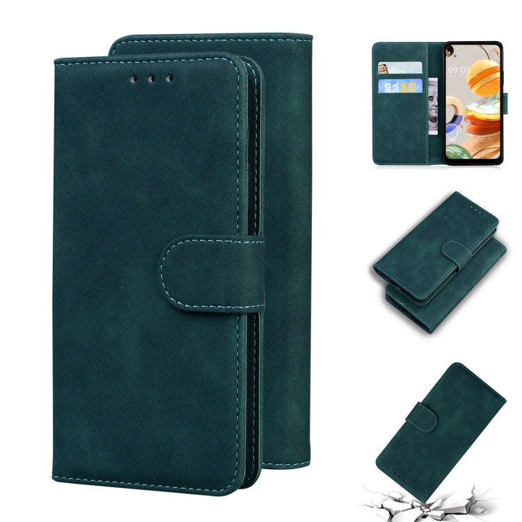 For LG K61 Skin Feel Pure Color Flip Leather Phone Case