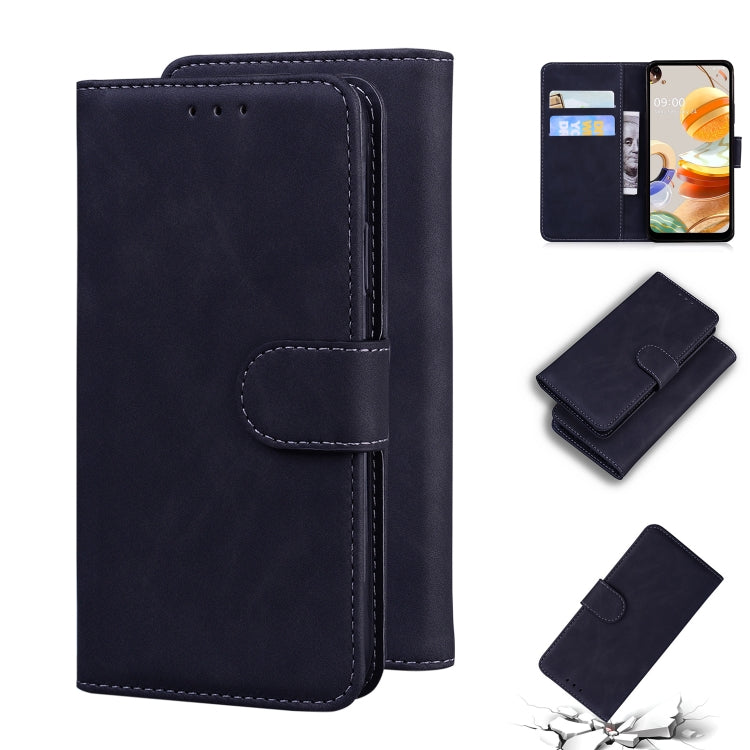 For LG K61 Skin Feel Pure Color Flip Leather Phone Case