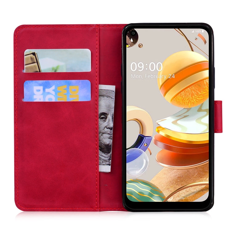 For LG K61 Skin Feel Pure Color Flip Leather Phone Case