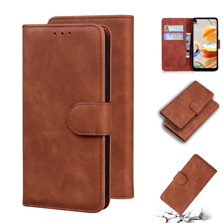 For LG K61 Skin Feel Pure Color Flip Leather Phone Case