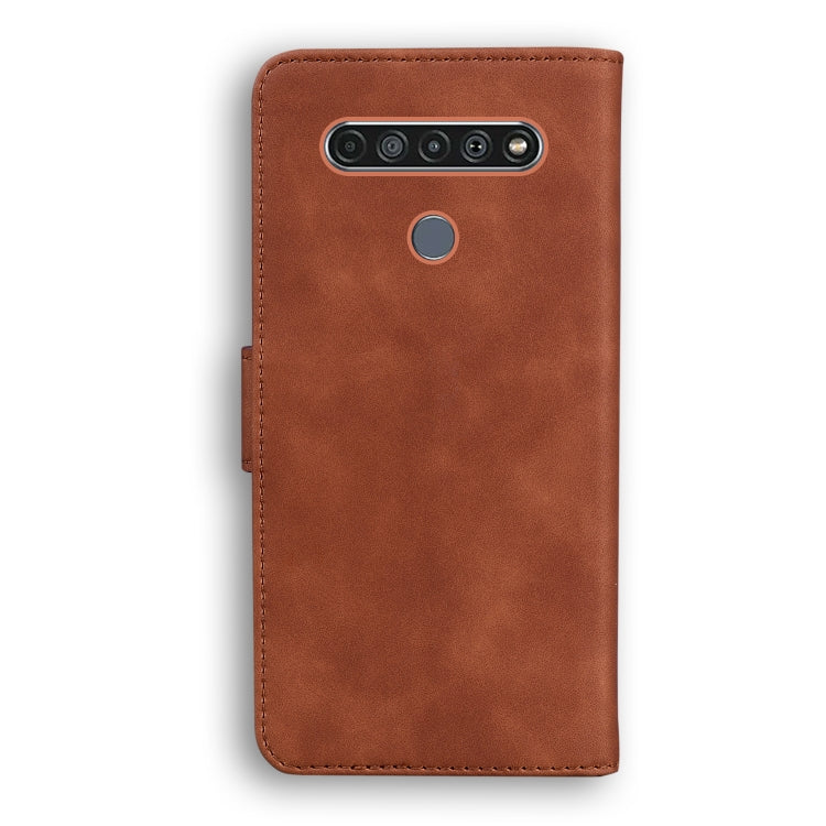 For LG K61 Skin Feel Pure Color Flip Leather Phone Case