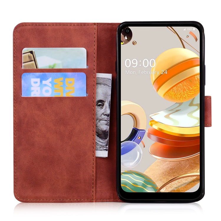 For LG K61 Skin Feel Pure Color Flip Leather Phone Case