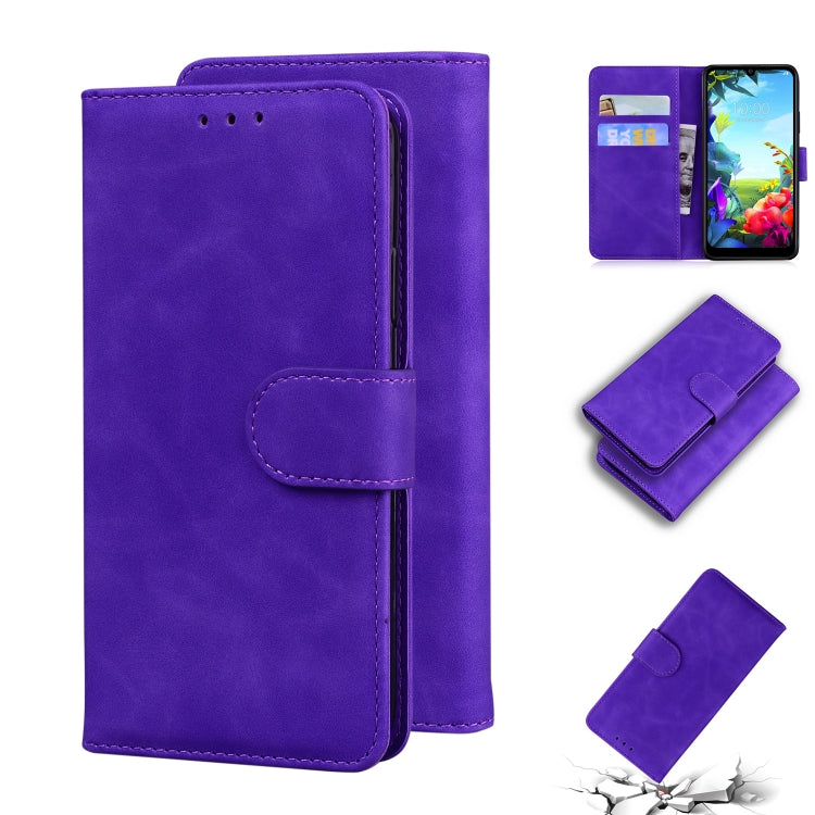 For LG K40S Skin Feel Pure Color Flip Leather Phone Case