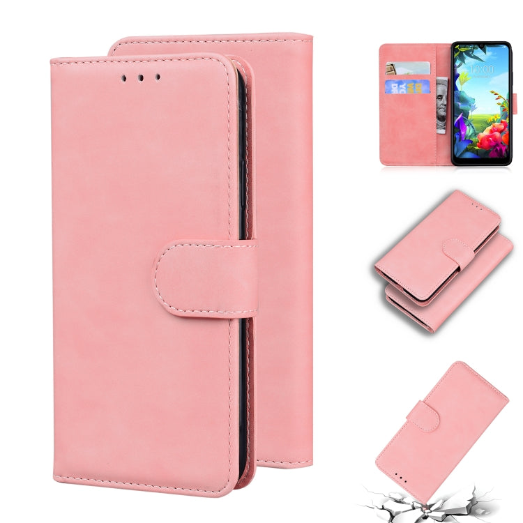 For LG K40S Skin Feel Pure Color Flip Leather Phone Case