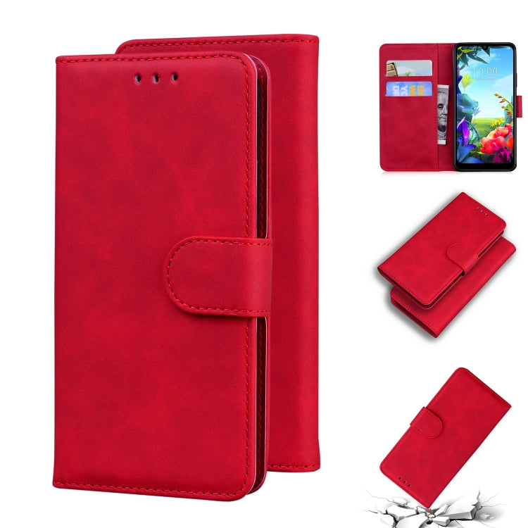For LG K40S Skin Feel Pure Color Flip Leather Phone Case