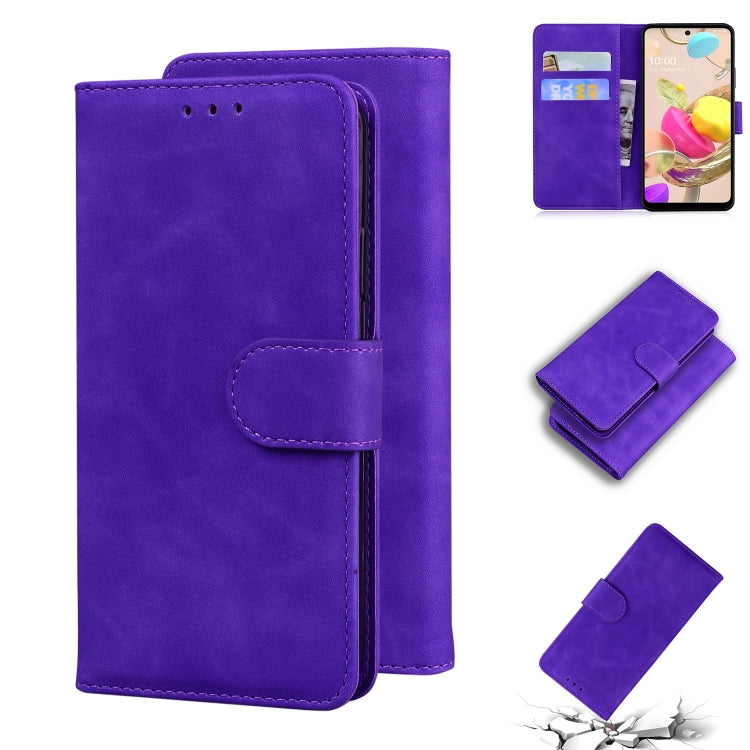 For LG K42 Skin Feel Pure Color Flip Leather Phone Case