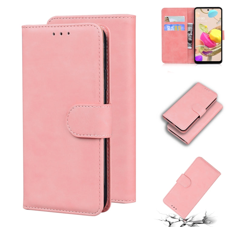 For LG K42 Skin Feel Pure Color Flip Leather Phone Case