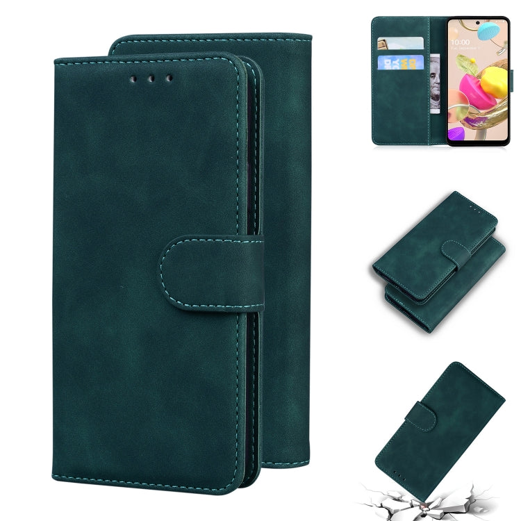 For LG K42 Skin Feel Pure Color Flip Leather Phone Case