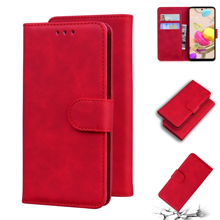 For LG K42 Skin Feel Pure Color Flip Leather Phone Case