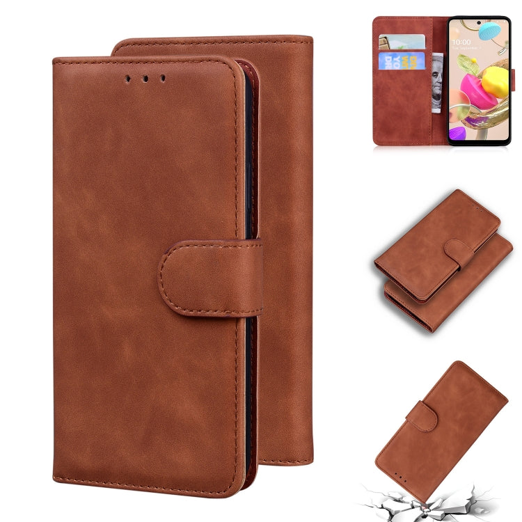 For LG K42 Skin Feel Pure Color Flip Leather Phone Case