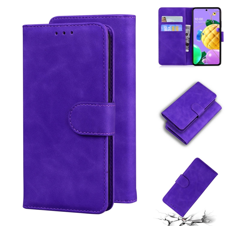 For LG K52 / K62 / Q52 Skin Feel Pure Color Flip Leather Phone Case