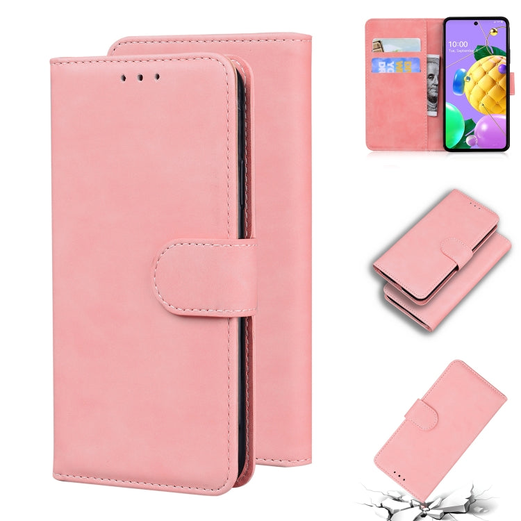For LG K52 / K62 / Q52 Skin Feel Pure Color Flip Leather Phone Case