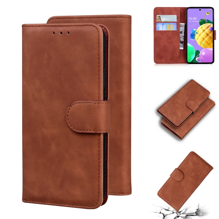For LG K52 / K62 / Q52 Skin Feel Pure Color Flip Leather Phone Case