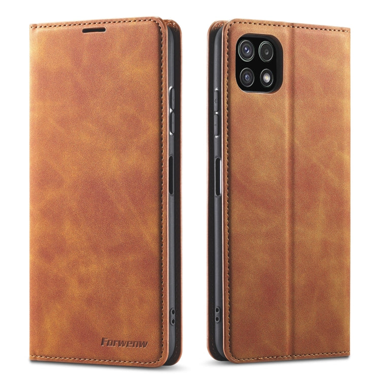 For Samsung Galaxy A22 5G Forwenw Dream Series Oil Edge Strong Magnetism Leather Phone Case