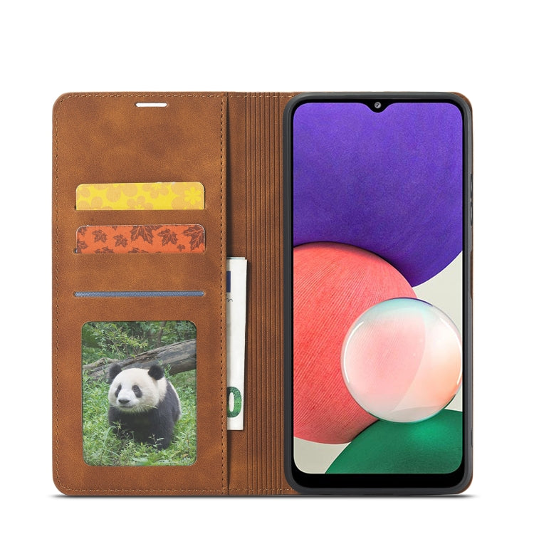 For Samsung Galaxy A22 5G Forwenw Dream Series Oil Edge Strong Magnetism Leather Phone Case