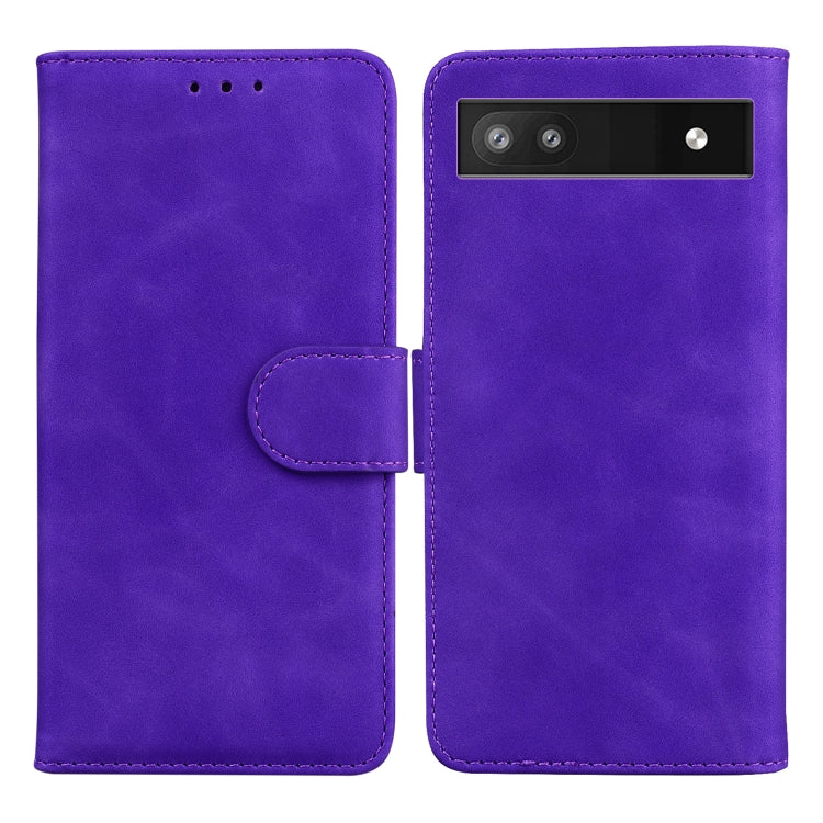 For Google Pixel 6a Skin Feel Pure Color Flip Leather Phone Case