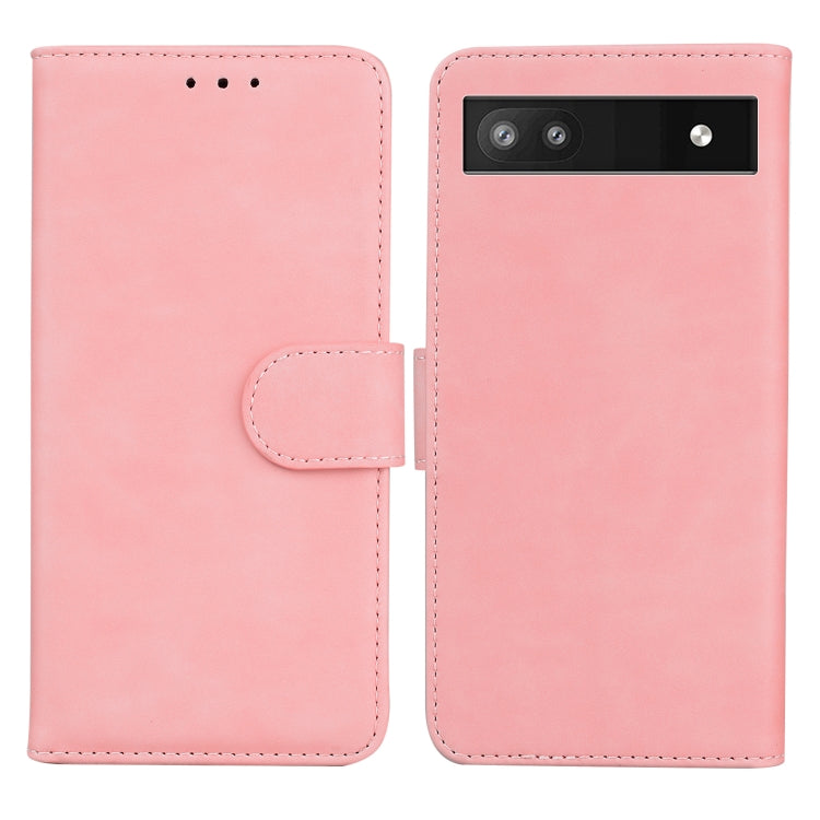 For Google Pixel 6a Skin Feel Pure Color Flip Leather Phone Case